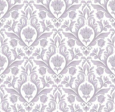 Damask kusursuz desen elementi. Vector klasik lüks, eski moda İspanyol süsü, duvar kağıtları, tekstil, ambalaj için kraliyet Victoria dönemi kusursuz dokusu. Klasik, zarif, çiçekli barok şablonu..
