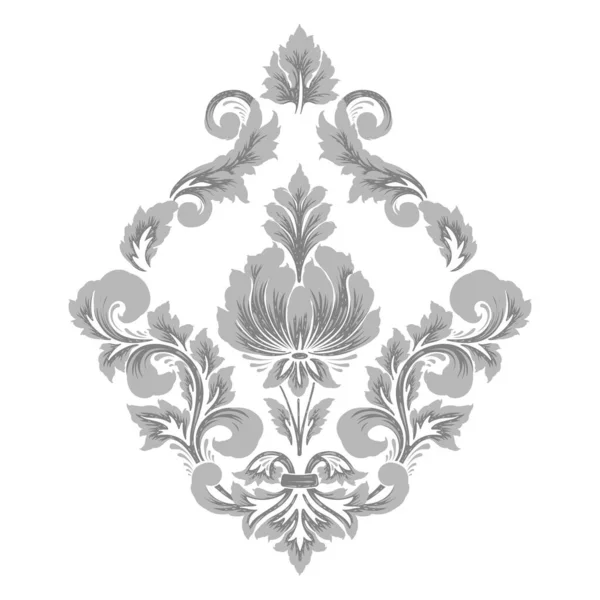 Elemento de amortecedor vetorial. Isolado damasco ilícito central. Luxo clássico ornamento de damasco à moda antiga, textura vitoriana real para papéis de parede, têxtil, envoltório — Vetor de Stock