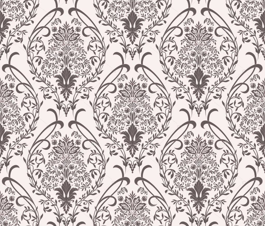 Damask seamless pattern element. Vector classical luxury old fashioned damask ornament, royal victorian seamless texture for wallpapers, textile, wrapping. Vintage exquisite floral baroque template.