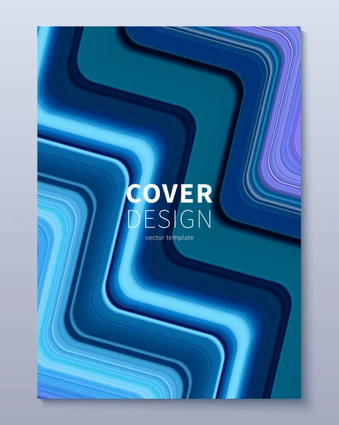 Vector cover ontwerp sjabloon met gradiënt kleur kromgetrokken lijnen. Dynamische minimalistische illustratie. Moderne abstracte kleurrijke achtergrond voor poster, brochure, presentatie, magazine etc. — Stockvector