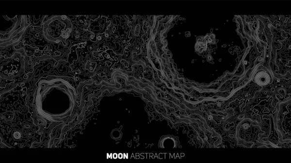 Vector abstracto Luna mapa en relieve. Mapa conceptual de elevación lunar generado. Isolines de elevación de la superficie del paisaje. Mapa geográfico diseño conceptual. Fondo elegante para presentaciones — Archivo Imágenes Vectoriales