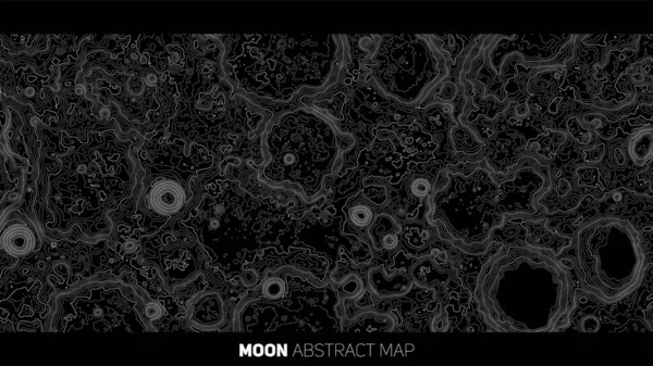Vector abstracto Luna mapa en relieve. Mapa conceptual de elevación lunar generado. Isolines de elevación de la superficie del paisaje. Mapa geográfico diseño conceptual. Fondo elegante para presentaciones — Archivo Imágenes Vectoriales