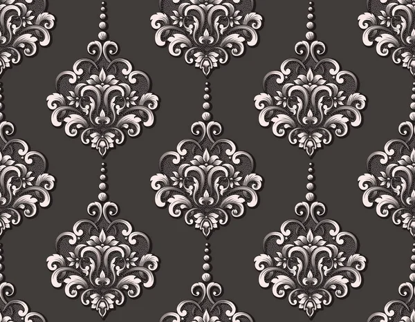 Damasco elemento padrão sem costura. Vector clássico de luxo antiquado ornamento damasco, real vitoriano textura sem costura para papéis de parede, têxtil, embalagem. Vintage requintado floral modelo barroco. — Vetor de Stock