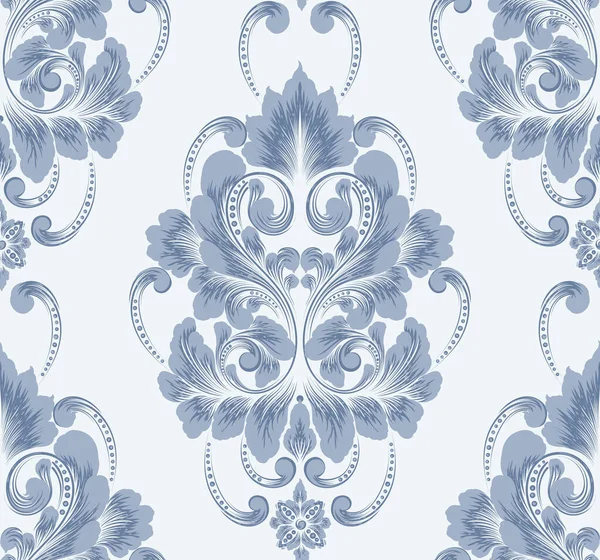 Damask seamless pattern element. Vector classical luxury old fashioned damask ornament, royal victorian seamless texture for wallpapers, textile, wrapping. Vintage exquisite floral baroque template. — Stock Vector
