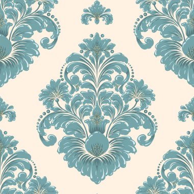 Damask kusursuz desen elementi. Vector klasik lüks, eski moda İspanyol süsü, duvar kağıtları, tekstil, ambalaj için kraliyet Victoria dönemi kusursuz dokusu. Klasik, zarif, çiçekli barok şablonu..