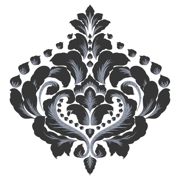 Векторный дамасский элемент. Изолированная центральная иллюстрация Дамаска. Классический роскошный старомодный дамасский орнамент, королевская викторианская текстура для обоев, текстиля, обертывания — стоковый вектор