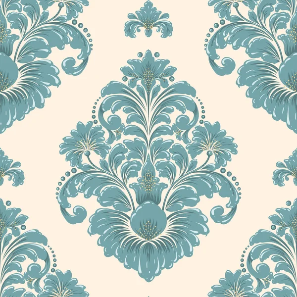 Damast naadloos patroon element. Vector klassieke luxe ouderwetse damast ornament, koninklijke victoriaanse naadloze textuur voor wallpapers, textiel, verpakking. Vintage prachtige bloemen barokke sjabloon. — Stockvector