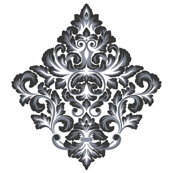 Elemento de damasco vectorial. Ilustración central de damasco aislado. Clásico de lujo antiguo ornamento de damasco, textura victoriana real para fondos de pantalla, textil, envoltura — Archivo Imágenes Vectoriales