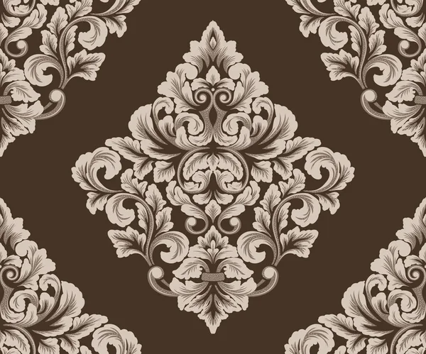 ダマスクシームレスパターン要素。ベクトル古典的な豪華な昔ながらのダマスク装飾、壁紙、繊維、ラッピングのための王室の勝利者シームレスなテクスチャ。ヴィンテージ絶妙な花のバロックテンプレート. — ストックベクタ