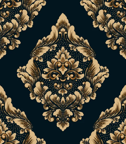 Elemento de patrón sin costuras Damasco. Vector clásico de lujo antiguo ornamento de damasco de moda, textura real victoriana sin costuras para fondos de pantalla, textil, envoltura. Plantilla barroca floral exquisita Vintage. — Archivo Imágenes Vectoriales