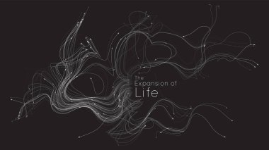 Yaşamın genişlemesi. Vektör nöron büyümesi. Küçük parçacıklar rastgele ortaya çıkar. Dokunaçların organik büyümesi. Uzay kolonizasyonu. Patlama, patlama arkaplanı.