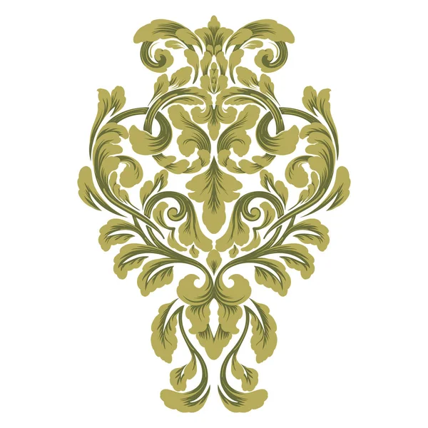 Vektör damaske elementi. İzole edilmiş, merkezi iltihaplanma. Klasik lüks eski moda İspanyol süsü, duvar kağıtları, tekstil, ambalaj...