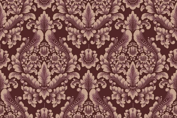 Damas élément de motif sans couture. Décoration damassée classique de luxe vectorielle, texture royale victorienne sans couture pour papiers peints, textile, emballage. Modèle baroque floral exquis vintage. — Image vectorielle