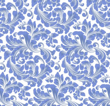 Damask kusursuz desen elementi. Vector klasik lüks, eski moda İspanyol süsü, duvar kağıtları, tekstil, ambalaj için kraliyet Victoria dönemi kusursuz dokusu. Klasik, zarif, çiçekli barok şablonu..