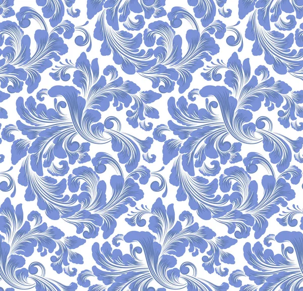 Damask kusursuz desen elementi. Vector klasik lüks, eski moda İspanyol süsü, duvar kağıtları, tekstil, ambalaj için kraliyet Victoria dönemi kusursuz dokusu. Klasik, zarif, çiçekli barok şablonu..