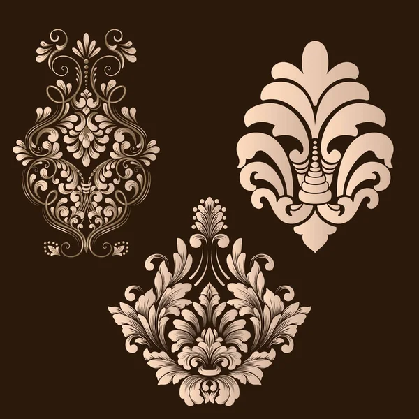 Vektor-Set aus Damast-Zierelementen. Elegante florale abstrakte Elemente für das Design. Perfekt für Einladungen, Karten usw.. — Stockvektor