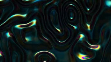 Üç boyutlu soyut yanardöner dalgalı animasyon döngüsü. Canlı sıvı yansıma yüzeyi. Neon holografik sıvı bozulması tekrarlanıyor. Pürüzsüz yüzey paraziti.