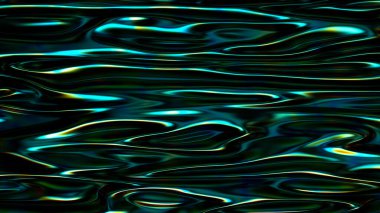 Üç boyutlu soyut yanardöner dalgalı arka plan. Canlı sıvı yansıma yüzeyi. Neon holografik sıvı bozulması tekrarlanıyor. Pürüzsüz yüzey paraziti.