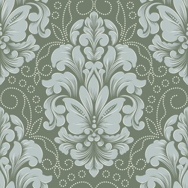 Damask modern kusursuz desen elementi. Klasik klasik İspanyol kumaşı, duvar kağıtları için pürüzsüz doku, tekstil.