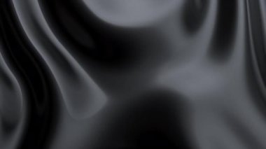 Siyah yüzeyde soyut yansıtıcı dalgalanmalar. Karanlık su dalgaları. Saten kırışır. Döngü 3d canlandırma canlandırması.