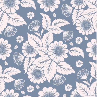 Çiçeksiz desen elementi. Arkaplan için zarif bir doku. Klasik lüks, eski moda çiçek süsü. Duvar kağıtları, tekstil ve ambalaj için pürüzsüz kumaş.