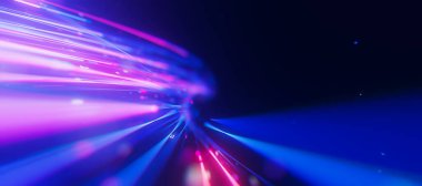 Sonsuzluğa doğru büyük veri ışık hızı izi akışının yakınlaştırılması. Kuantum hesaplamasının soyut dijital veri akışı. Qubit izlerinin siber uzayı. Modern teknoloji bilgi iletimi