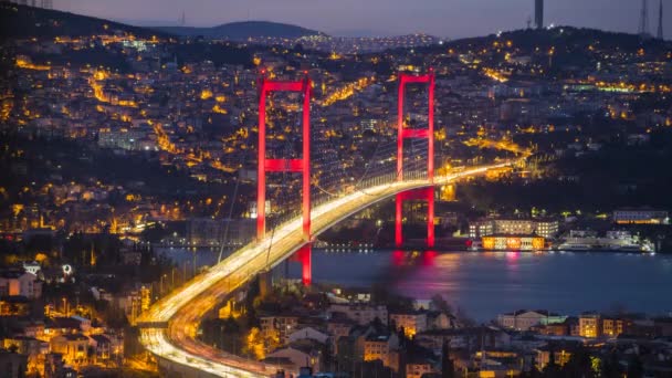 Mooie Istanbul Bosphorus Bridge Sunrise Uhd Timelapse Video — Stockvideo