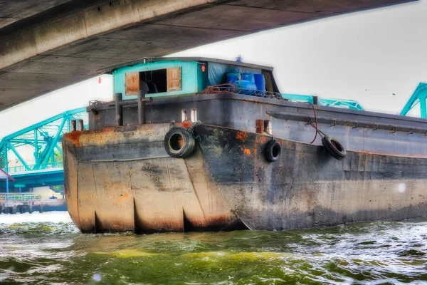 Esta Foto Única Mostra Antigos Navios Carga Tradicionais Navegando Rio — Fotografia de Stock