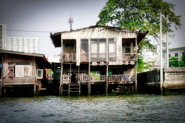 Уникальная Фотография Показывает Выглядит Старый Бангкок Живут Люди Простых Условиях — стоковое фото