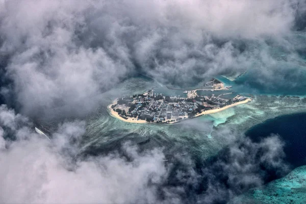 Esta Imagen Única Muestra Las Maldivas Fotografiadas Desde Avión Desde — Foto de Stock