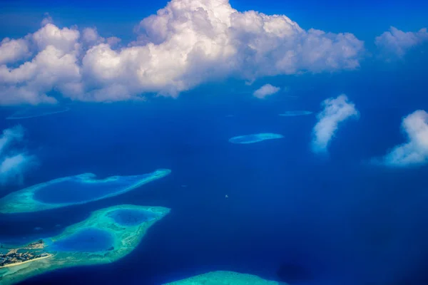 Ten Unikalny Obraz Pokazuje Malediwy Sfotografowane Samolotu Góry Można Zobaczyć — Zdjęcie stockowe