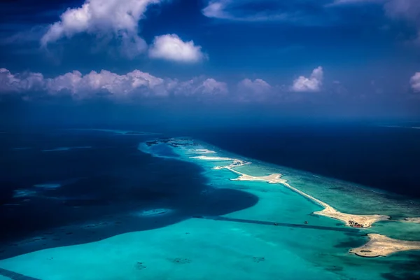 Этом Уникальном Изображении Изображены Мальдивы Сфотографированные Сверху Самолета Можете Увидеть — стоковое фото