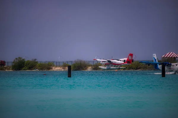 Уникальная Фотография Показывает Древние Пригодные Полёта Гидросамолеты Мальдив Фотография Сделана — стоковое фото