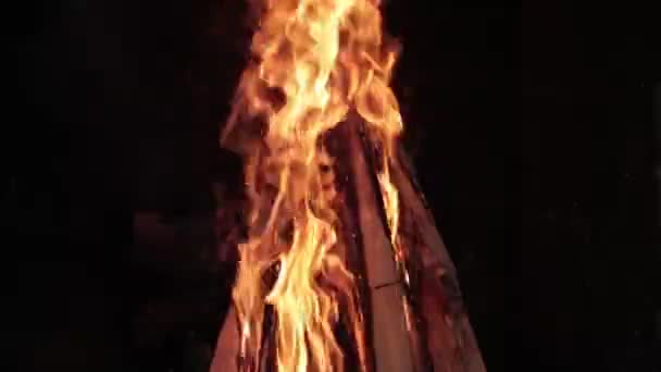 Ohnivé Plameny Hořícího Ohně — Stock video