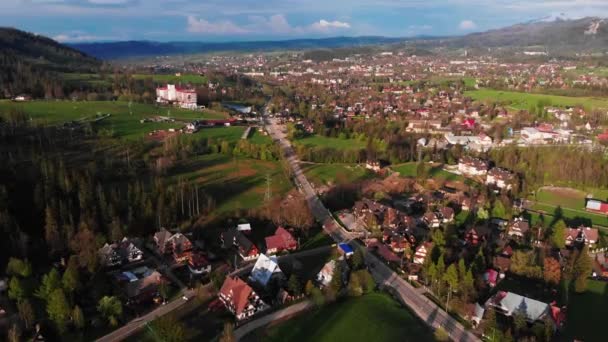 Topputsikt Flyg Undersökning Semesterorten Zakopane Polen — Stockvideo