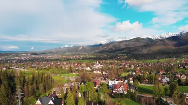 Üst Görünümü Polonya Zakopane Tatil Kasabası Havadan Anket — Stok video