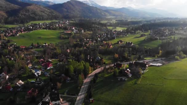 Topputsikt Flyg Undersökning Semesterorten Zakopane Polen — Stockvideo