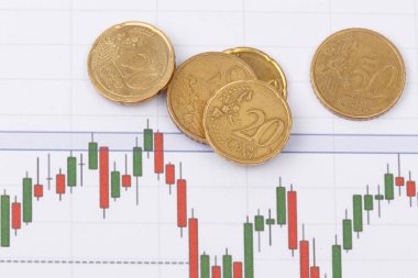 Hisse senedi fonu ya da madeni paralarla tasarruf grafiği. İş fikirleri ve tasarım için arka plan. Finansal yatırım konsepti çizelgesi