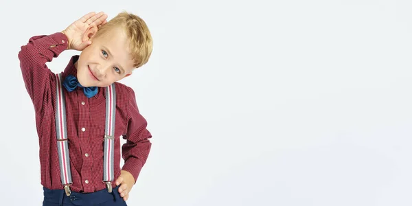 Een Portret Van Een Schooljongen Die Doet Alsof Hij Slecht — Stockfoto