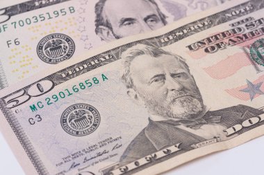 Amerikan dolarlarının dokusu. Dolar banknotlarının geçmişi. Yakın plan.