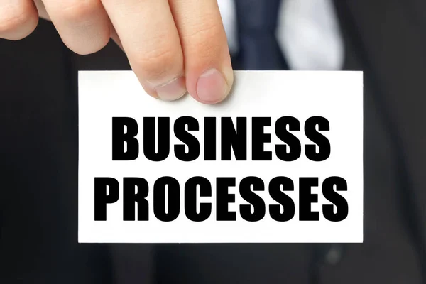 Koncepcja Biznesu Biznesmen Pokazuje Kartę Tekstem Procesy Biznesowe — Zdjęcie stockowe