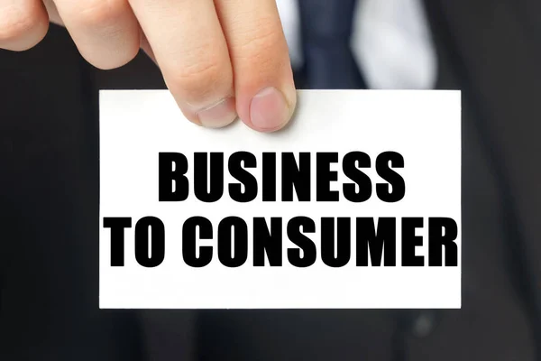 Konsep Bisnis Pengusaha Menunjukkan Kartu Dengan Teks Business Consumer — Stok Foto