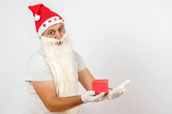Koncepcja Bożego Narodzenia Nowego Roku Święty Mikołaj Miłości Oferuje Wziąć — Zdjęcie stockowe