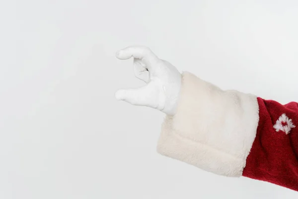 Christmas New Years Concept Santa Claus Shows Size His Fingers — Stock Photo, Image