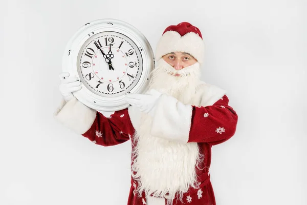 Święta Koncepcje Świąteczne Święty Mikołaj Pokazuje Czas Pozostały Przed Bożym — Zdjęcie stockowe