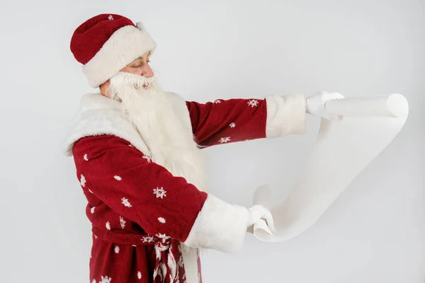 Ano Novo Conceito Natal Papai Noel Decreto Carta Segurando Suas — Fotografia de Stock