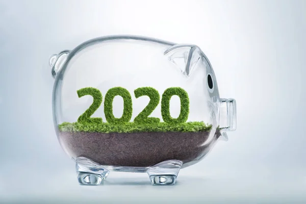 2020 사업을 해입니다 저금통 2020 모양에서 — 스톡 사진