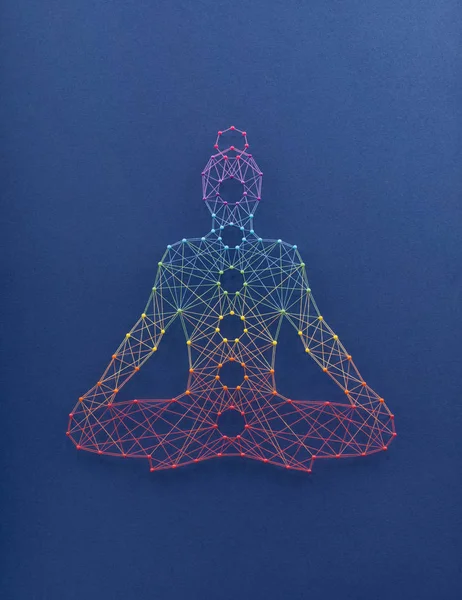 Yoga meditatie en chakra's concept Stockfoto