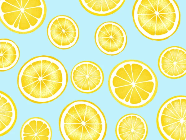 Trendy sunlight Summer pattern made with yellow lemon slice white background. Minimal summer lemon pattern