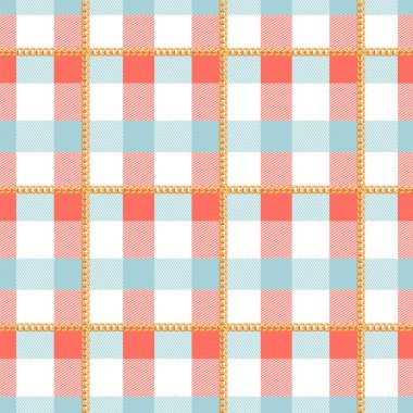 Altın zincirli damalı dikişsiz desen.